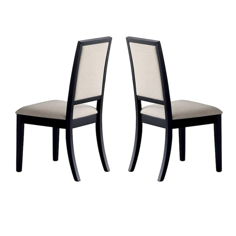 Wooden Dining Side Chair With Cream Upholstered seat And Back, Black, Set of 2 - 39 H x 20 W x 22.25 L Inches