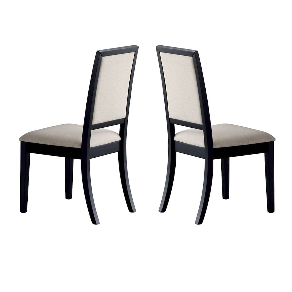 Wooden Dining Side Chair With Cream Upholstered seat And Back, Black, Set of 2 - 39 H x 20 W x 22.25 L Inches
