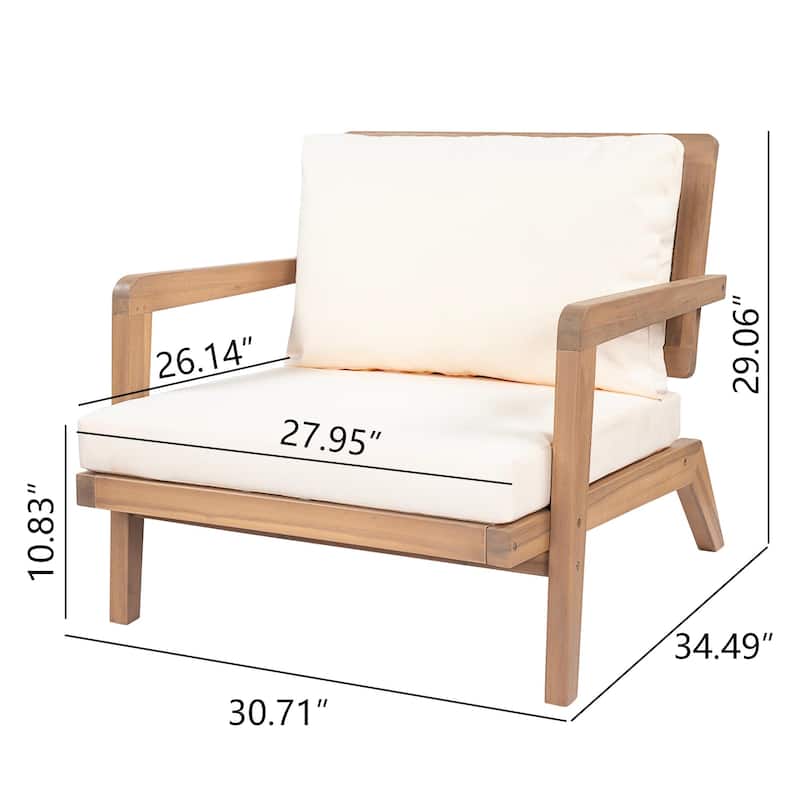 Christopher Knight Home Kaelith Acacia Wood Lounge Chair with Wicker Backrest and Cushion