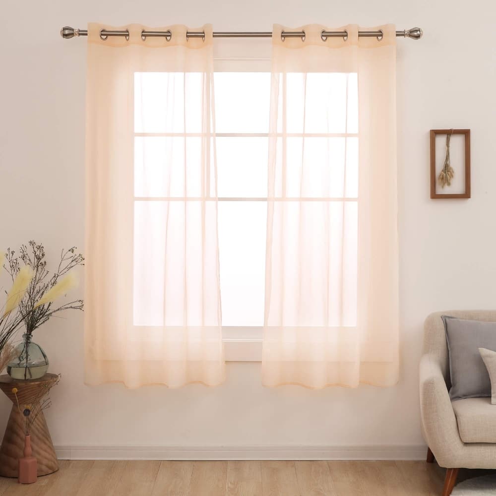 Grommet Sheer Curtain for Living Room 2 Panels