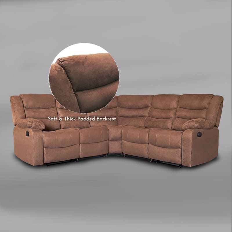 82" Width Polyester/Suede 5-Piece Manual Reclining Sectional Sofa
