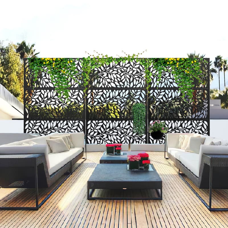 Lirago Metal Privacy Screen Wall Decoration Free Standing-6.3 ft. H X 4 ft. W