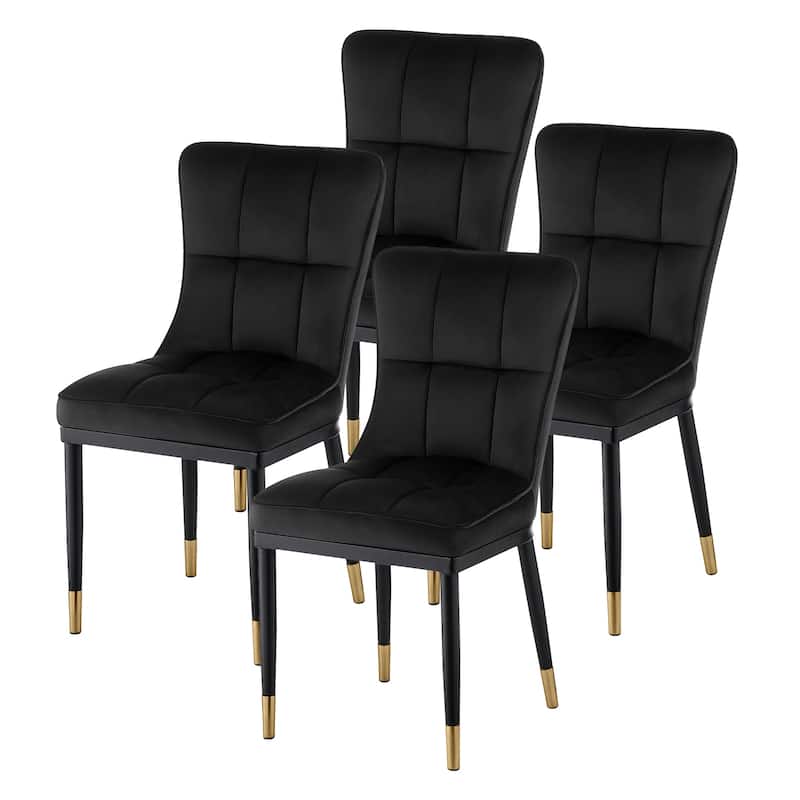 Velvet Upholstered Dining Chairs with Metal Legs, Set of 2/4 - 35.8"H x 18.9"W x 23.2"D