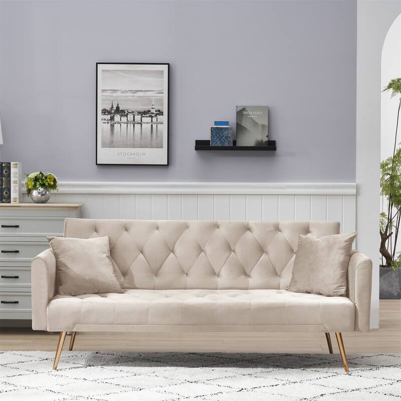 Modern Convertible Double Folding Living Room Sofa Bed - Beige