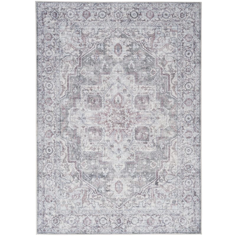 New Concept Washables Persian Boho Machine Washable Area Rug - 6' x 9' - Ivory/Grey