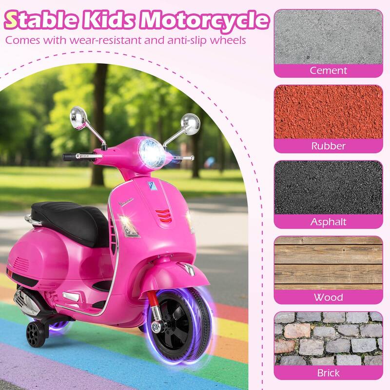 Costway Licensed VESPA 12V Kids Electric Motorcycle with Music Horn - See Details