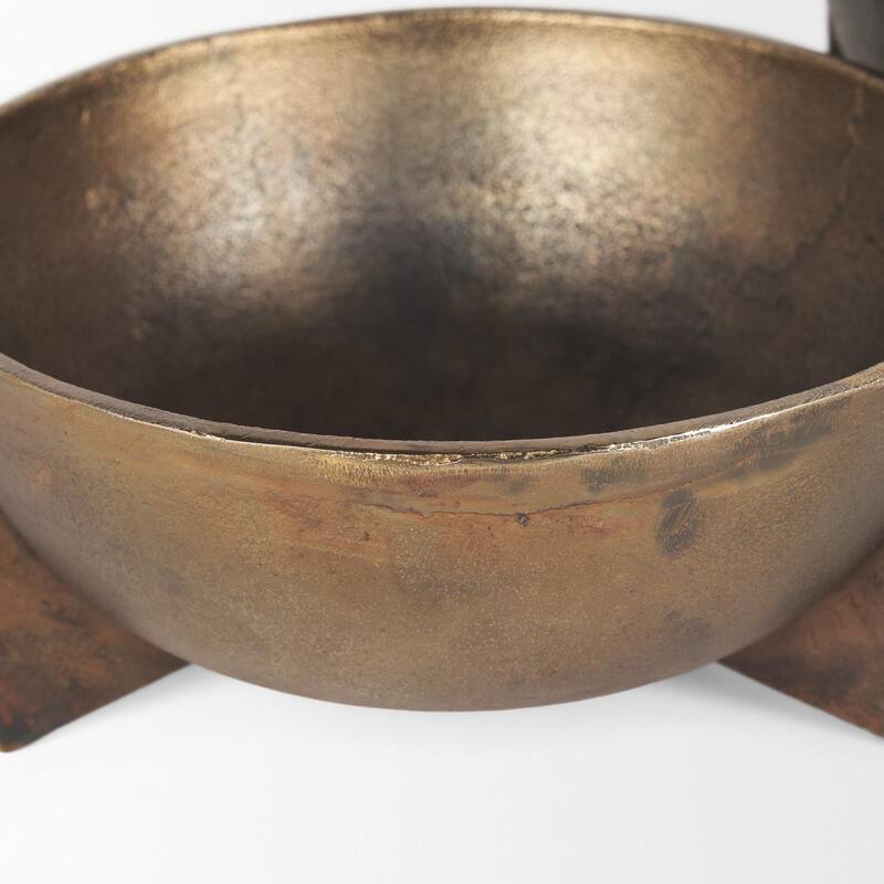 Quita Large Gold Metal Decorative Bowls (Set of 2) - 14.0L x 14.0W x 6.8H