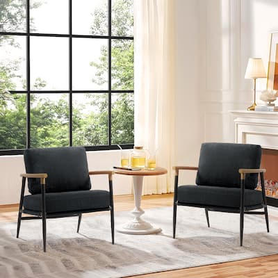 Modern Industrial Metal Frame Upholstered Accent Chair Armchair
