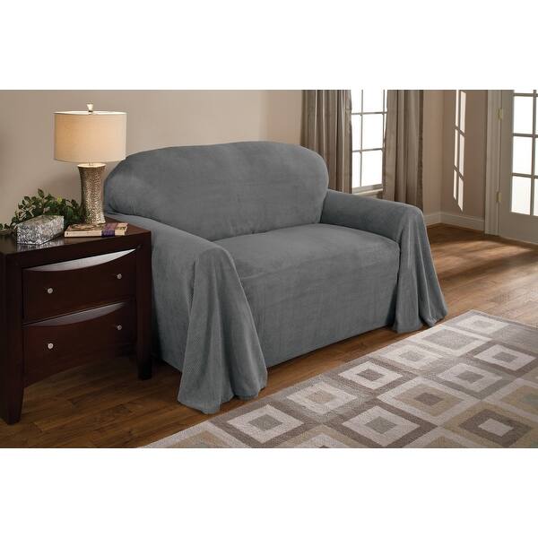 Shop Innovative Textile Solutions Solid Textured Loveseat Throw Slipcover On Sale Overstock 20759068