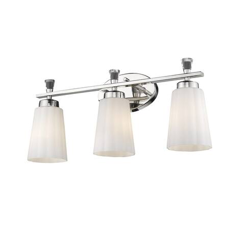 3-Light Polished Nickel 21 Inch Bath Vanity Light with Frosted Glass