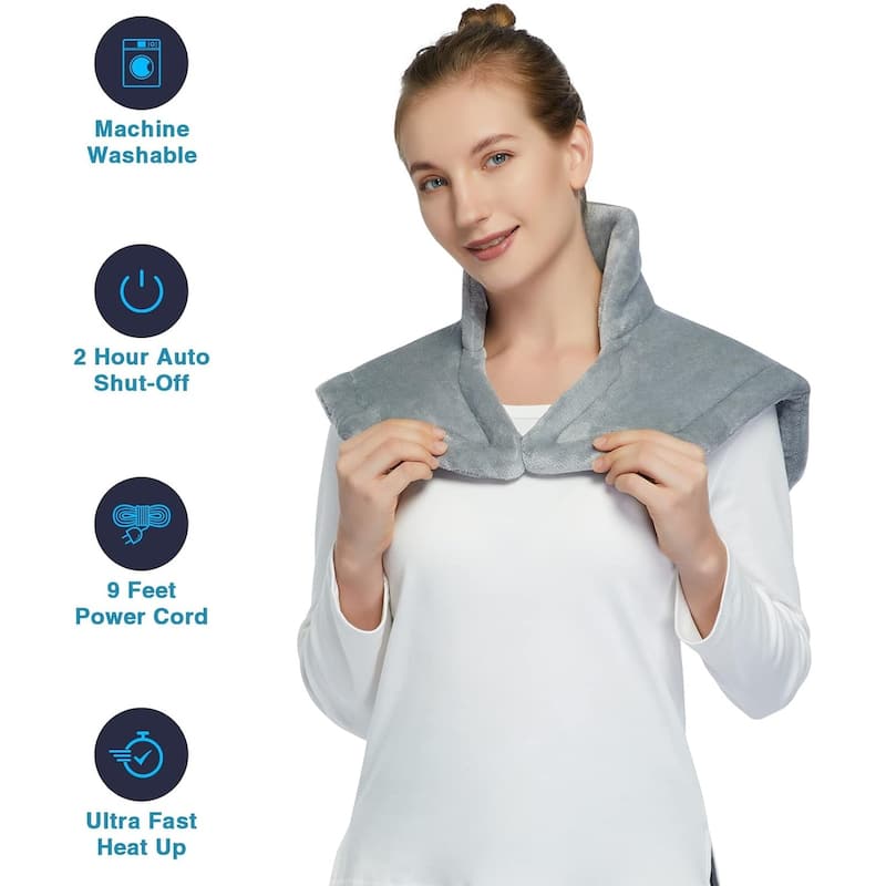 Weighted Heating Pad for Neck and Shouldes, Large Electric Fast Heating Pad for Pain Relief and Deep Pressure Therapy, 22"x19"