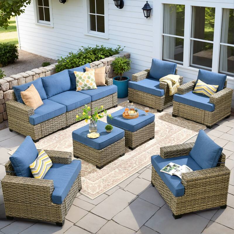 XIZZI 9-piece Patio Furniture Set Outdoor Wicker Chair