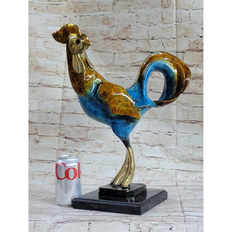 Art Decor Ltd Edition Rooster Special Patina Gilt Bronze Sculpture Figurine Deco