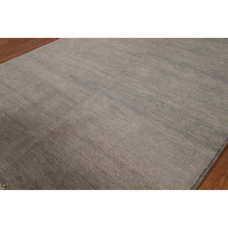 Gray Modern Gabbeh Oriental Foyer Rug Hand-Knotted Wool Carpet - 3'3"x 4'11"