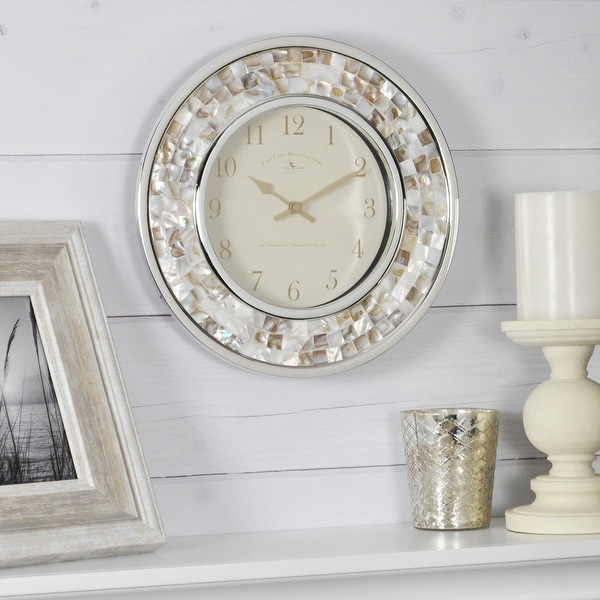 FirsTime & Co.® Pearl Mosaic Wall Clock, American Crafted, White, Plastic, 10.25 x 2 x 10.25 in - 10.25 x 2 x 10.25 in. Opens flyout.