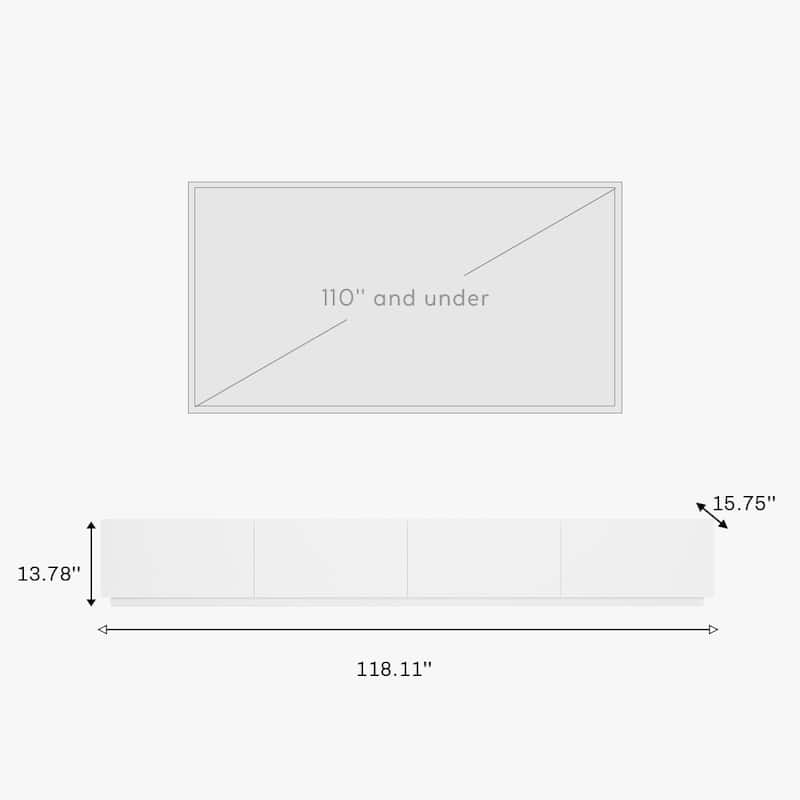 Minimalist Wood TV Stand with 4 Drawers, Modern Long Media Console for up to 100 Inch, Fully Assembled