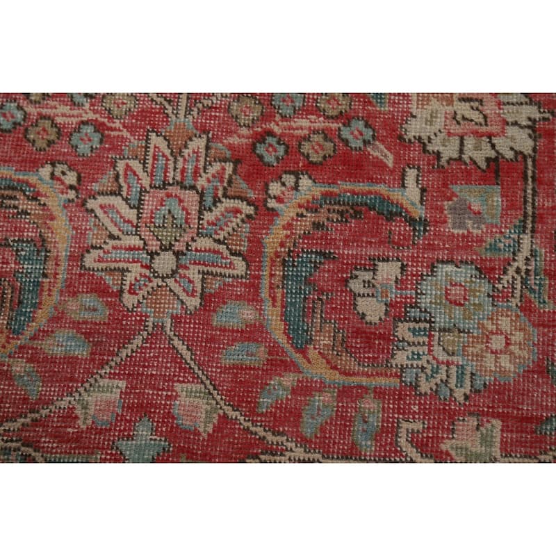 Tabriz Persian Vintage Rug Hand-Knotted Pink Traditional Wool Carpet - 6'9" x 10'3"