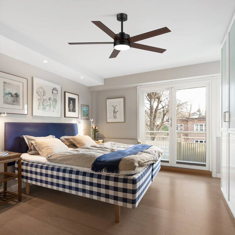 56 Inch 5-Blade Integrated Ceiling Fan with LED Light and Remote