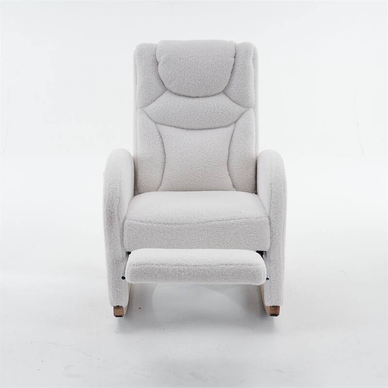 Ergonomic Fabric Nursery Rocking Chair With Adjustable Footrest