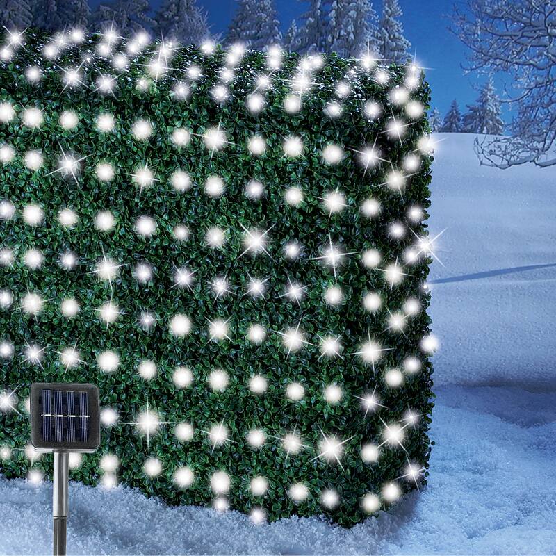 Outdoor Solar LED Christmas Net Lights with Steady or Flashing Modes - NO SIZE