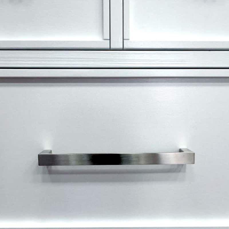 Tela Tall Dresser Chest, 5 Drawers w/ Nickel Handles, White and Brown