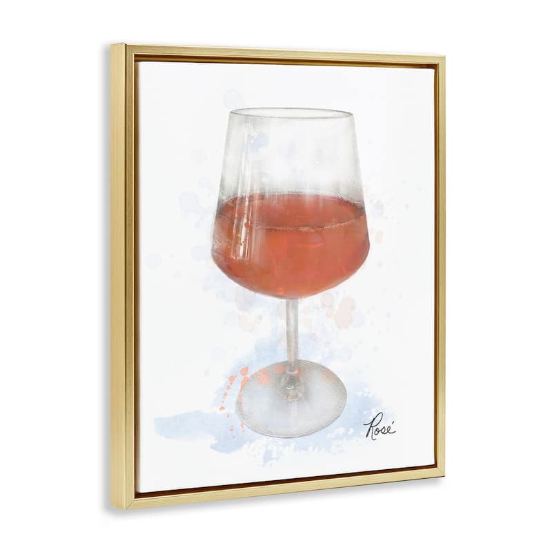 Stupell Modern Rosé in Glass Framed Floater Canvas Wall Art Design By Matthew Piotrowicz
