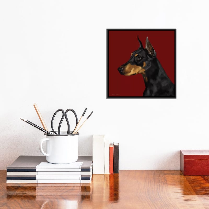iCanvas "Doberman" by Vicki Newton Framed Canvas Print
