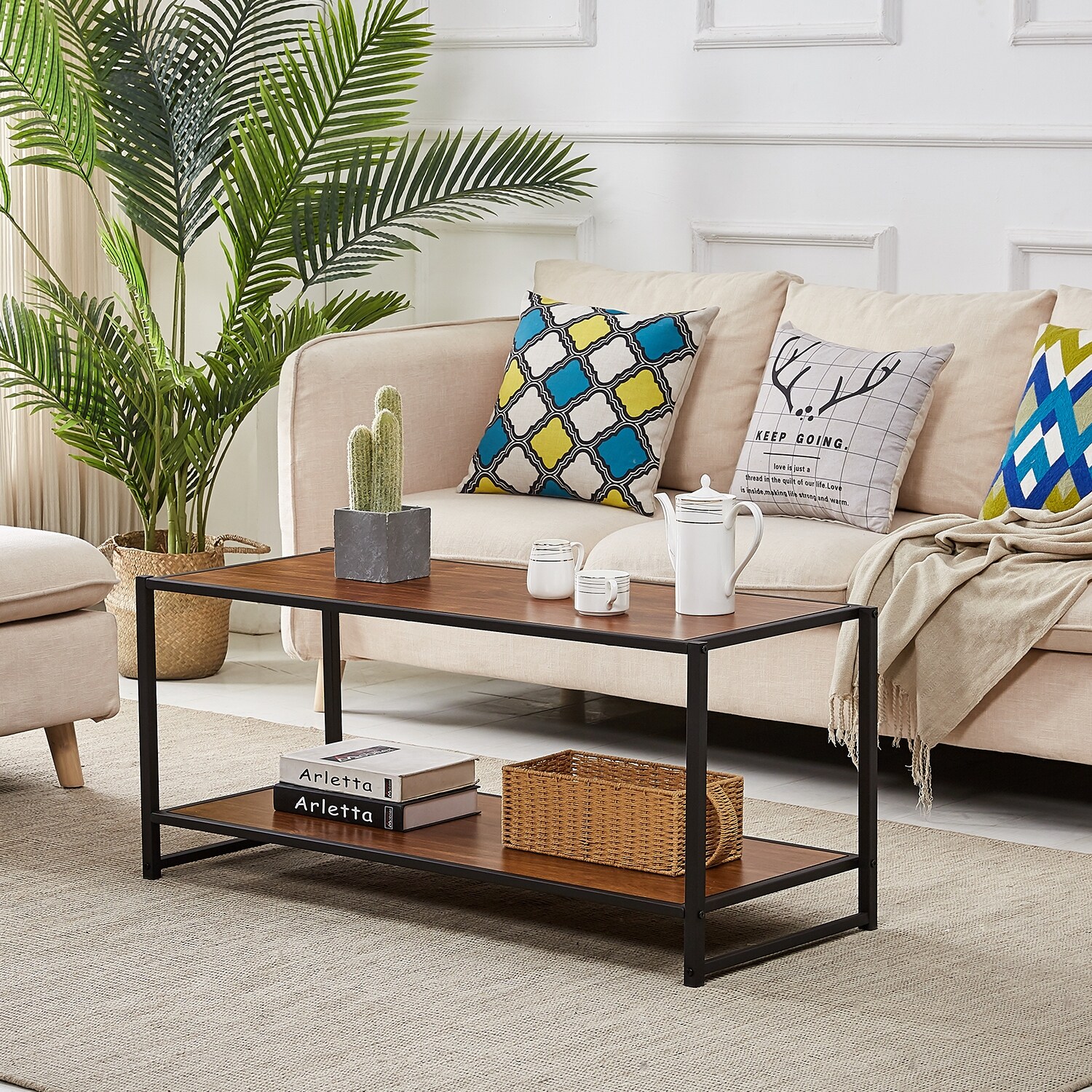 Shop Vecelo Coffee Table End Table Console Table Table Sets Brown