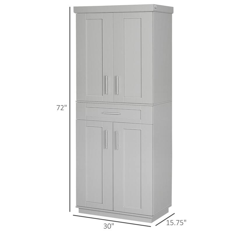 Modern Kitchen Pantry Freestanding Cabinet Cupboard w/Doors and Drawer
