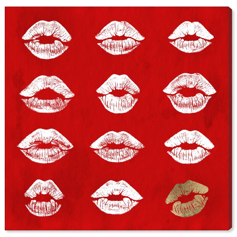 Wynwood Studio Canvas Fashion and Glam 24k RED Kisses Red and Glam Wall Art Canvas Print