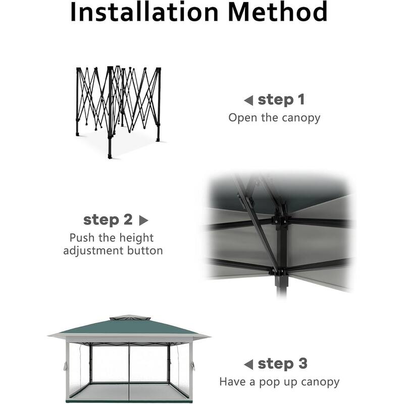 13x13 Outdoor Pop up Gazebo, with Mosquito Netting - 13*13Ft