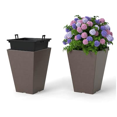 Costway 14"/22.5" Square Taper Planter Set of 2 with Removable Inner