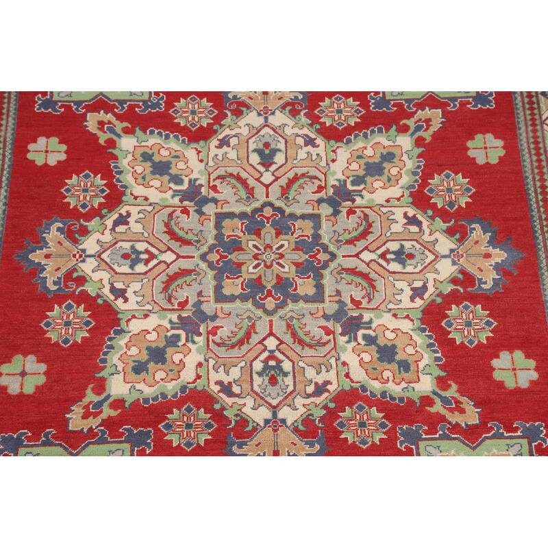 Red Kazak Oriental Area Rug Hand-Knotted Dining Room Wool Carpet - 6'8" x 9'9"