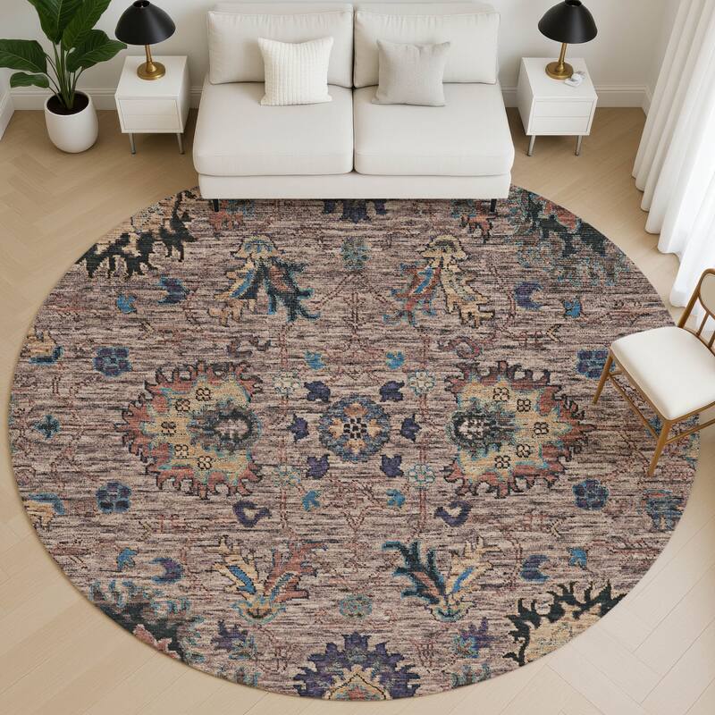 Premium Washable Super Soft Traditional Lily Mayfield Rug - Mocha - 8' x 8'