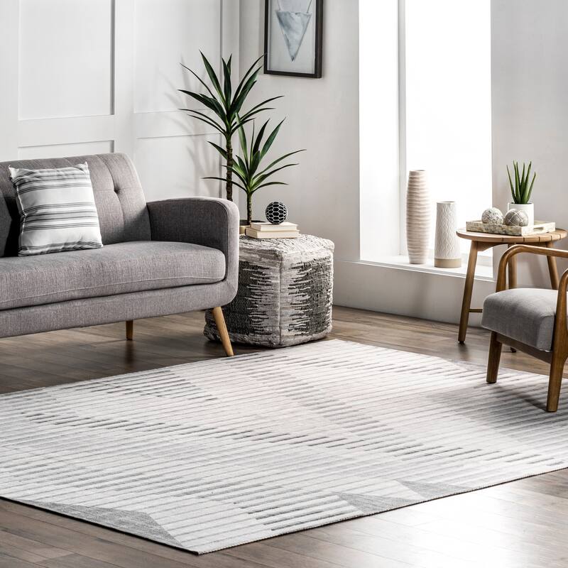 Nuloom Azzie SpinClean Modern Zig Zag Machine Washable Area Rug - 4' x 6' - Beige - Rectangle