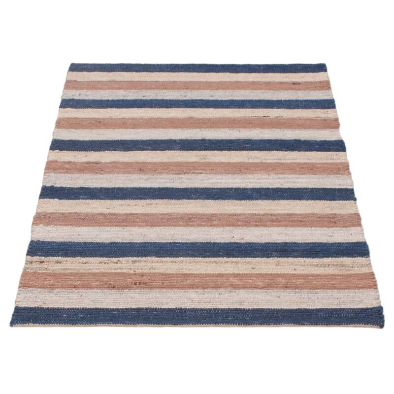 ECARPETGALLERY Braid weave Sienna Cream, Navy Wool Rug - 4'0 x 5'7