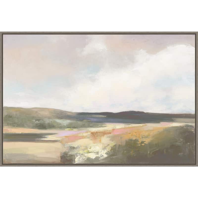 Dawn by the Water Neutral by Julia Purinton Framed Canvas Wall Art Print - Sylvie Greywash