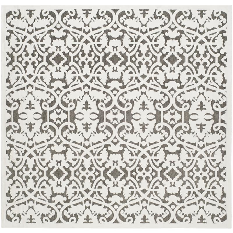 SAFAVIEH Paradise Nanna Modern Viscose Rug - 6'7" Square - Ivory/Dark Grey
