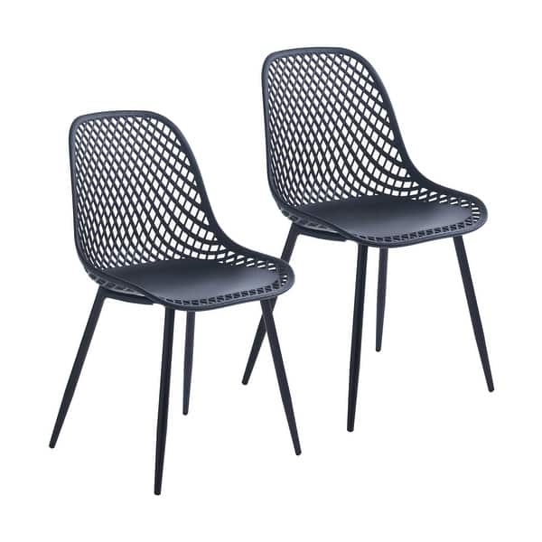 slide 1 of 21, Porthos Home Egil Dining Chairs Set Of 2, Plastic Back, Iron Legs Black