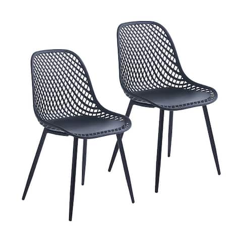 Porthos Home Egil Dining Chairs Set Of 2, Plastic Back, Iron Legs