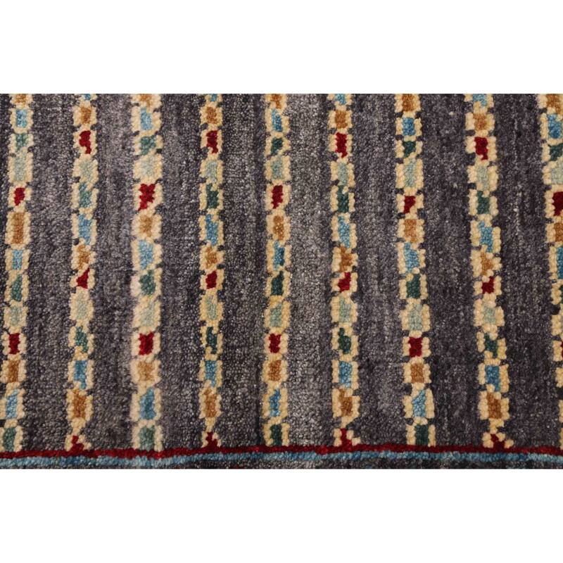 ECARPETGALLERY Hand-knotted Peshawar Ziegler Dark Grey Wool Rug - 5'9 x 7'10