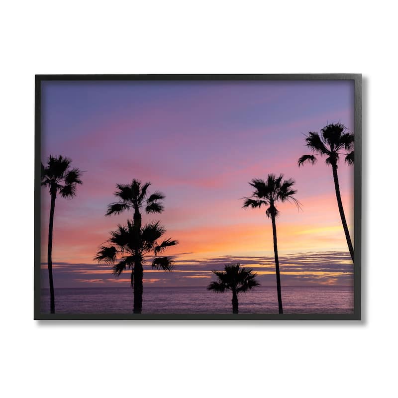 Stupell Purple Sunrise Sky Tall Palm Trees Silhouettes Framed Wall Art, Design by Jeff Poe Photography