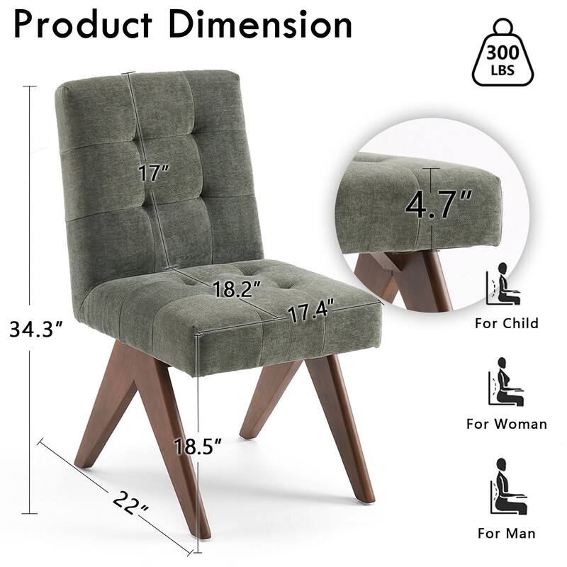 Mid Century Modern Dining Chair Set of 2