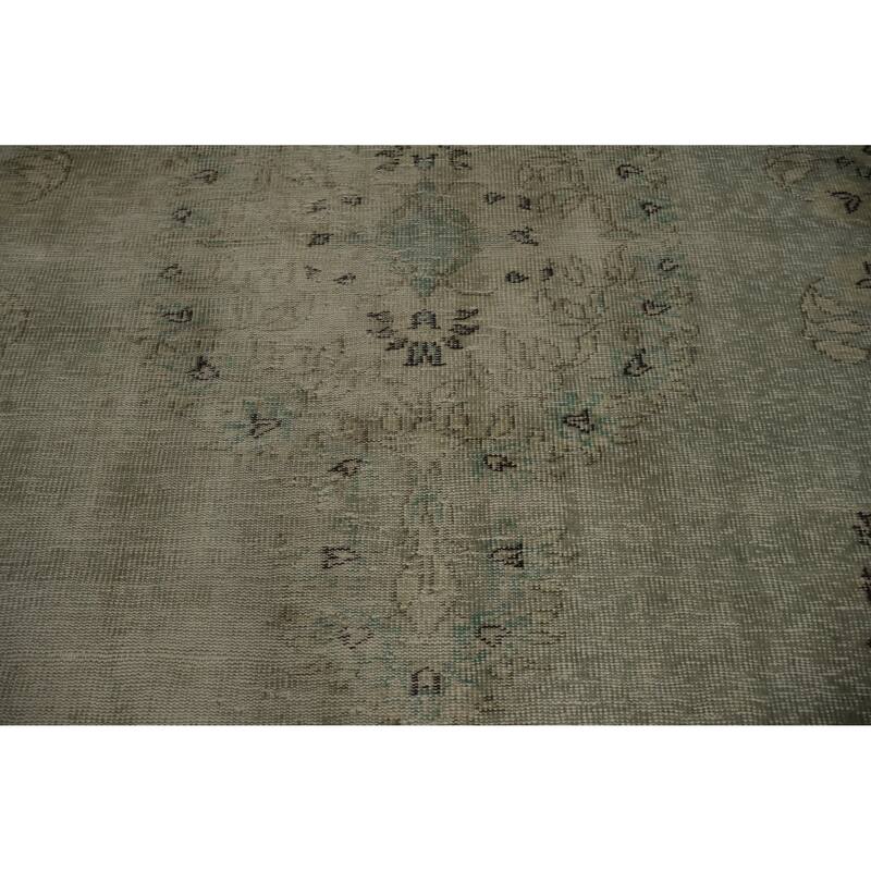 Hand Knotted Oriental 100% Wool Carpet Transitional Floral Green Anatolian Area Rug - 9' 5'' X 5' 6''