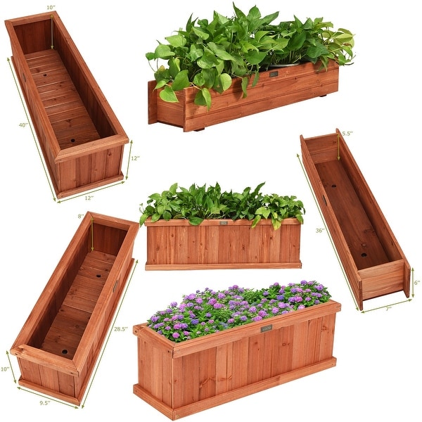 shop giantex 28/36/40 inch wooden flower planter box