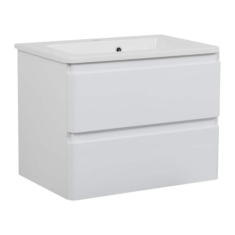 Modern Wall-Mounted Bathroom Vanity with Washbasin | Comfort Collection Omega Collection 32" - White High Gloss - High Gloss - 28"