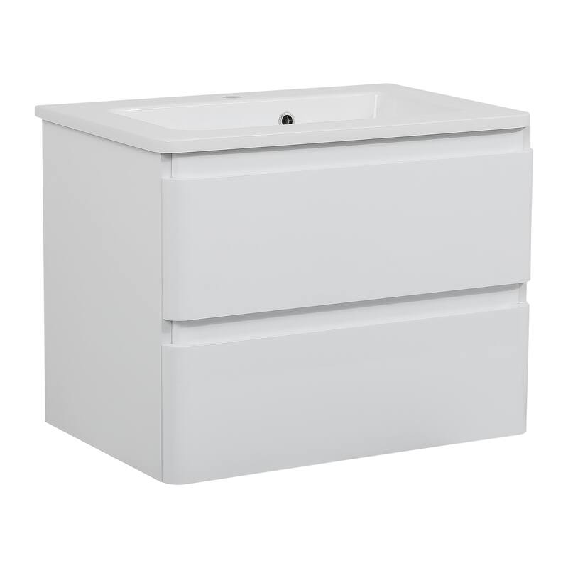 Modern Wall-Mounted Bathroom Vanity with Washbasin | Comfort Collection mirror Diamond 40" included - White High Gloss - High Gloss - 80"