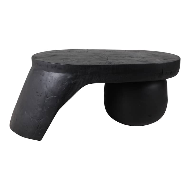 Wood Coffee Table Ball Foot Sculptural Design - 40" Black - 40.5" x 24" x 16.5" - 40.5" x 24" x 16.5" - Black - Wood