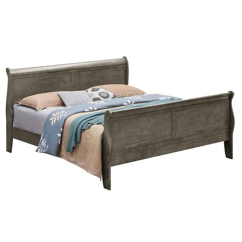 Wooden Sleigh Queen Platform Bed - 84" - Gray