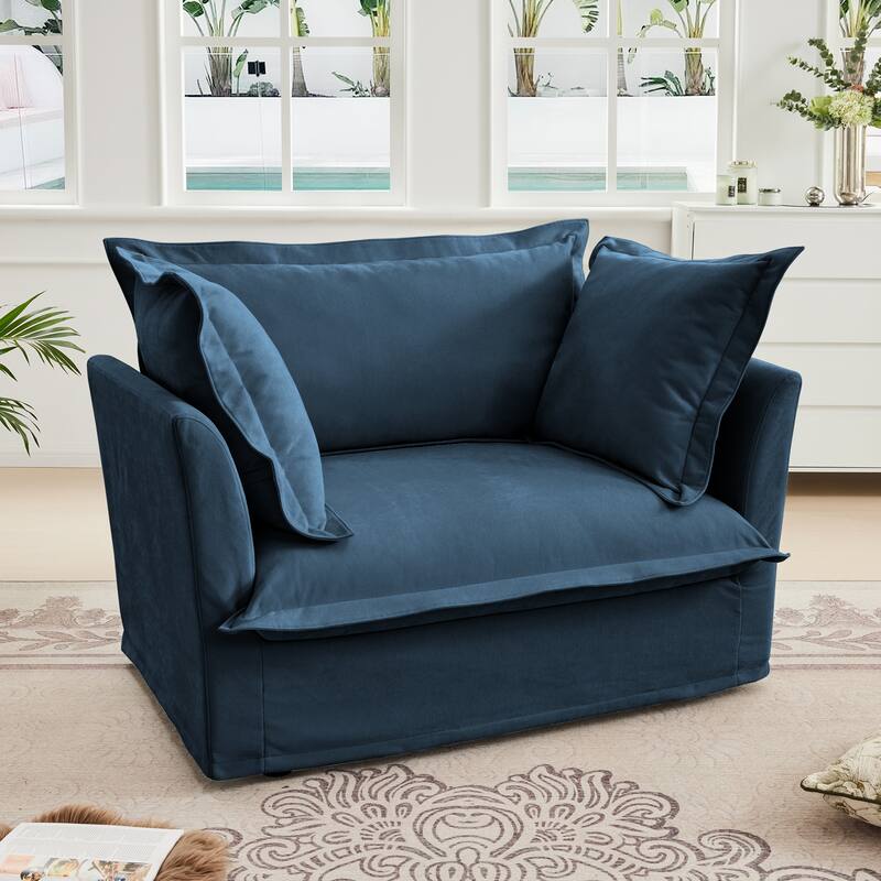 Chenille Slipcovered Armchair with Deep Seat & 3 Pillows (300lb Capacity)